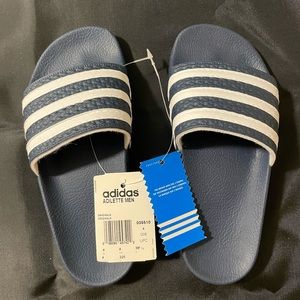 NWT Adidas Navy Slide Sandals - Size 4